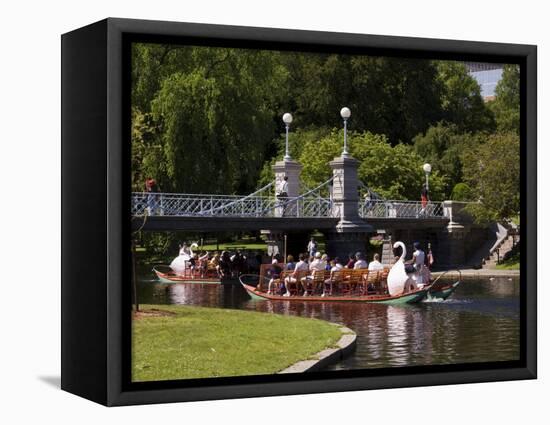 Lagoon Bridge and Swan Boat in the Public Garden, Boston, Massachusetts, United States of America-Amanda Hall-Framed Premier Image Canvas