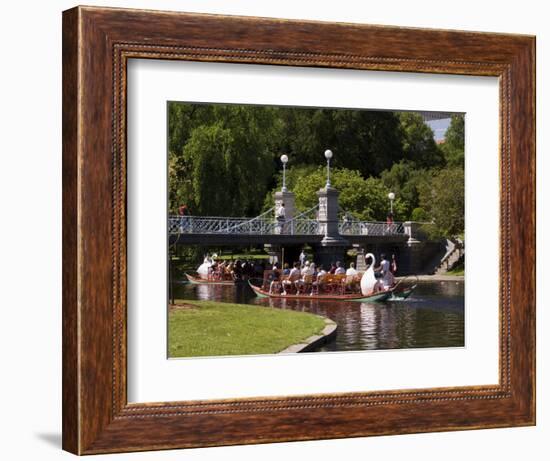 Lagoon Bridge and Swan Boat in the Public Garden, Boston, Massachusetts, United States of America-Amanda Hall-Framed Photographic Print