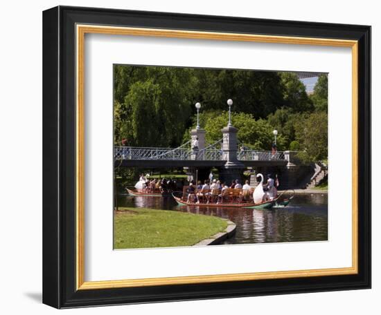 Lagoon Bridge and Swan Boat in the Public Garden, Boston, Massachusetts, United States of America-Amanda Hall-Framed Photographic Print