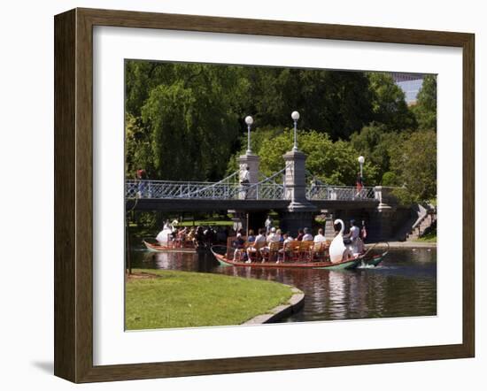 Lagoon Bridge and Swan Boat in the Public Garden, Boston, Massachusetts, United States of America-Amanda Hall-Framed Photographic Print