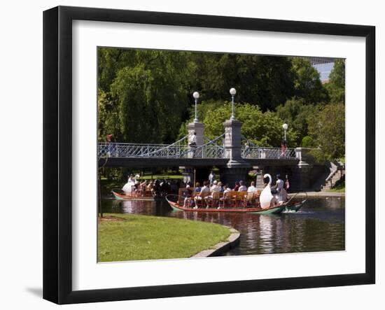 Lagoon Bridge and Swan Boat in the Public Garden, Boston, Massachusetts, United States of America-Amanda Hall-Framed Photographic Print