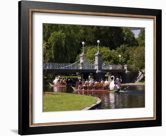 Lagoon Bridge and Swan Boat in the Public Garden, Boston, Massachusetts, United States of America-Amanda Hall-Framed Photographic Print