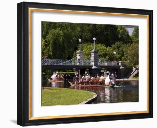 Lagoon Bridge and Swan Boat in the Public Garden, Boston, Massachusetts, United States of America-Amanda Hall-Framed Photographic Print