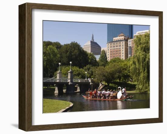 Lagoon Bridge and Swan Boat in the Public Garden, Boston, Massachusetts, United States of America-Amanda Hall-Framed Photographic Print