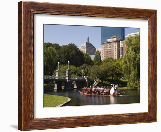 Lagoon Bridge and Swan Boat in the Public Garden, Boston, Massachusetts, United States of America-Amanda Hall-Framed Photographic Print