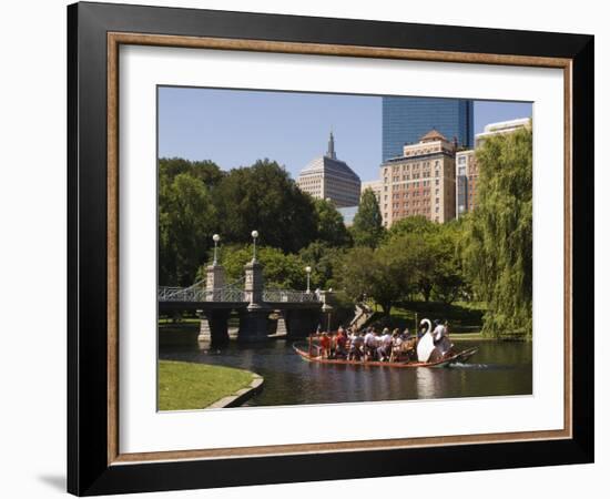 Lagoon Bridge and Swan Boat in the Public Garden, Boston, Massachusetts, United States of America-Amanda Hall-Framed Photographic Print