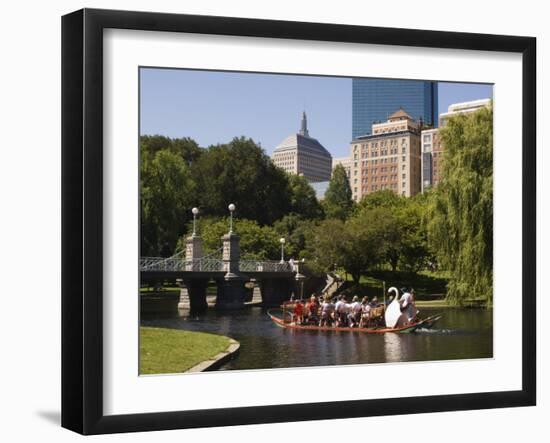 Lagoon Bridge and Swan Boat in the Public Garden, Boston, Massachusetts, United States of America-Amanda Hall-Framed Photographic Print