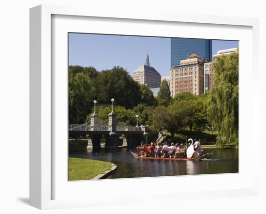 Lagoon Bridge and Swan Boat in the Public Garden, Boston, Massachusetts, United States of America-Amanda Hall-Framed Photographic Print