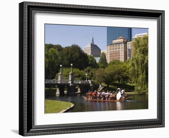 Lagoon Bridge and Swan Boat in the Public Garden, Boston, Massachusetts, United States of America-Amanda Hall-Framed Photographic Print