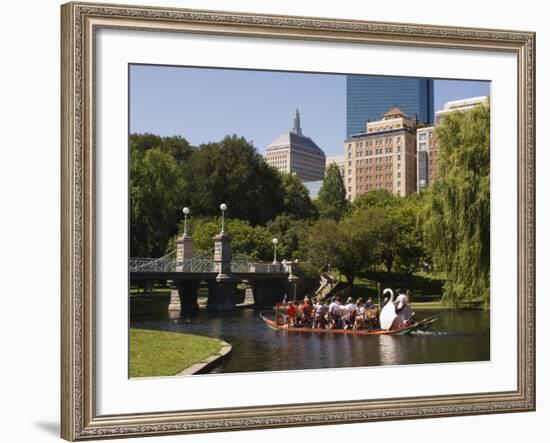 Lagoon Bridge and Swan Boat in the Public Garden, Boston, Massachusetts, United States of America-Amanda Hall-Framed Photographic Print