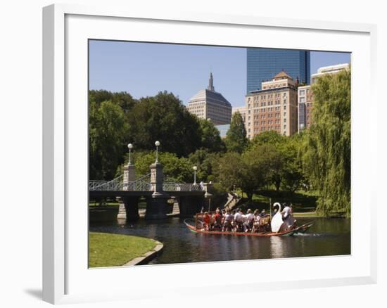 Lagoon Bridge and Swan Boat in the Public Garden, Boston, Massachusetts, United States of America-Amanda Hall-Framed Photographic Print