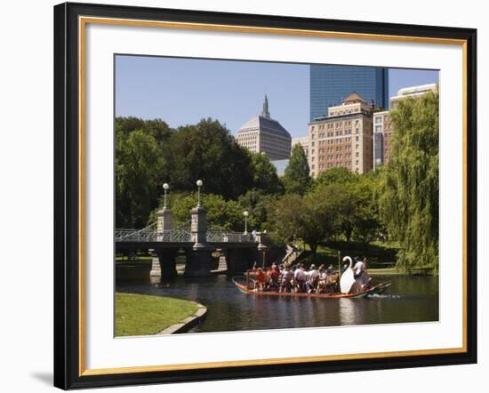 Lagoon Bridge and Swan Boat in the Public Garden, Boston, Massachusetts, United States of America-Amanda Hall-Framed Photographic Print