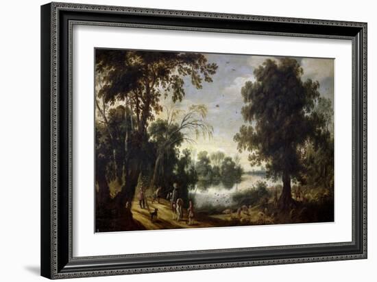 Lagoon Landscape, 17th century,-Sebastian Vrancx-Framed Giclee Print