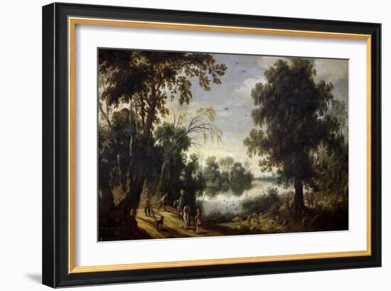 Lagoon Landscape, 17th century,-Sebastian Vrancx-Framed Giclee Print