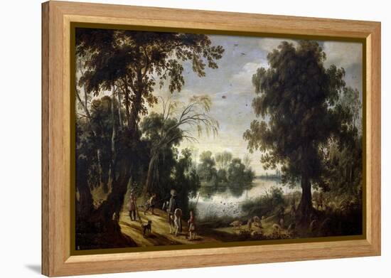 Lagoon Landscape, 17th century,-Sebastian Vrancx-Framed Premier Image Canvas