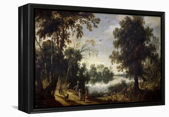 Lagoon Landscape, 17th century,-Sebastian Vrancx-Framed Premier Image Canvas