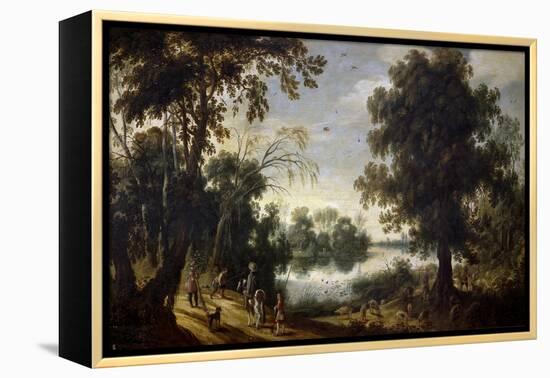 Lagoon Landscape, 17th century,-Sebastian Vrancx-Framed Premier Image Canvas