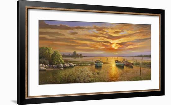 Laguna al Tramonto-Adriano Galasso-Framed Art Print