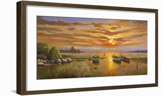 Laguna al Tramonto-Adriano Galasso-Framed Art Print