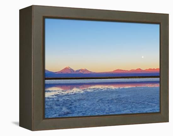 Laguna Baltinache at sunset, Salar de Atacama, Antofagasta Region, Chile, South America-Karol Kozlowski-Framed Premier Image Canvas