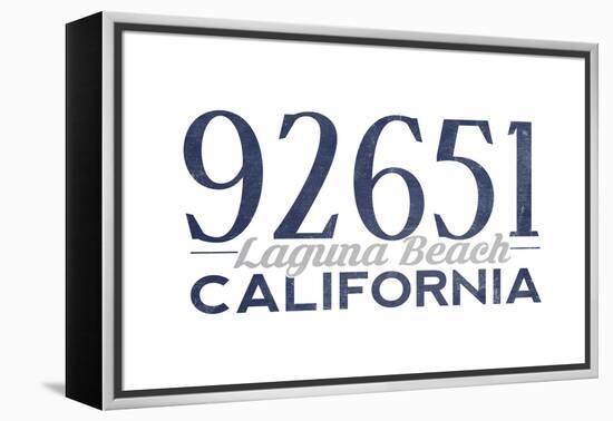 Laguna Beach, California - 92651 Zip Code (Blue)-Lantern Press-Framed Stretched Canvas