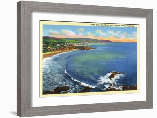 Laguna Beach, California, Aerial View of the Coves along the Coast-Lantern Press-Framed Art Print