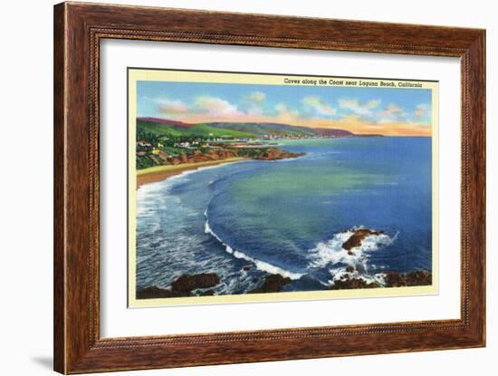 Laguna Beach, California, Aerial View of the Coves along the Coast-Lantern Press-Framed Art Print