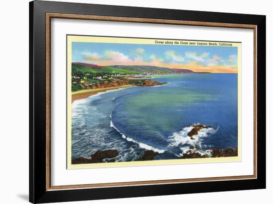 Laguna Beach, California, Aerial View of the Coves along the Coast-Lantern Press-Framed Art Print