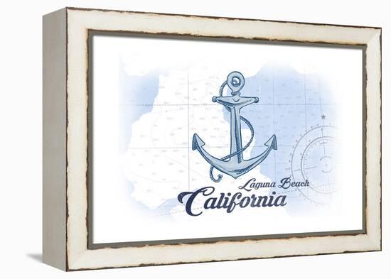 Laguna Beach, California - Anchor - Blue - Coastal Icon-Lantern Press-Framed Stretched Canvas