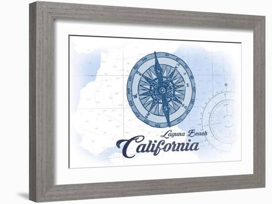 Laguna Beach, California - Compass - Blue - Coastal Icon-Lantern Press-Framed Art Print