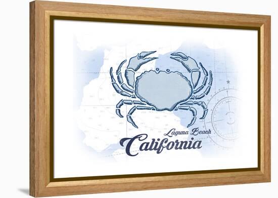 Laguna Beach, California - Crab - Blue - Coastal Icon-Lantern Press-Framed Stretched Canvas