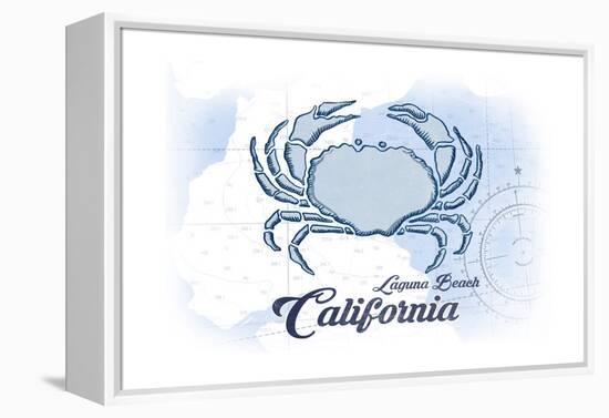 Laguna Beach, California - Crab - Blue - Coastal Icon-Lantern Press-Framed Stretched Canvas