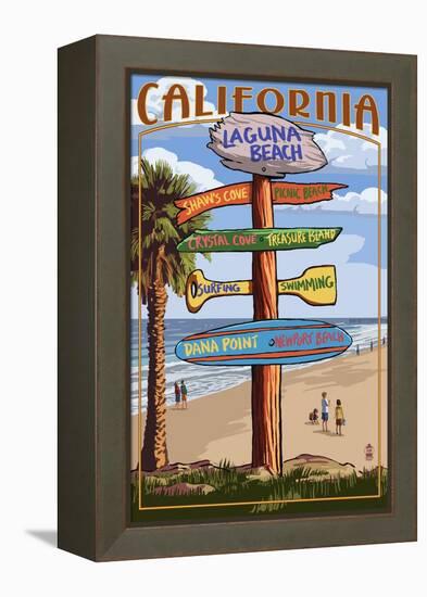 Laguna Beach, California - Destination Sign-Lantern Press-Framed Stretched Canvas