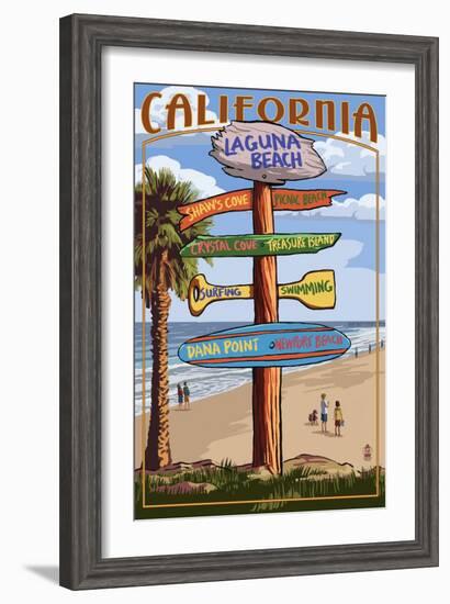 Laguna Beach, California - Destination Sign-Lantern Press-Framed Art Print