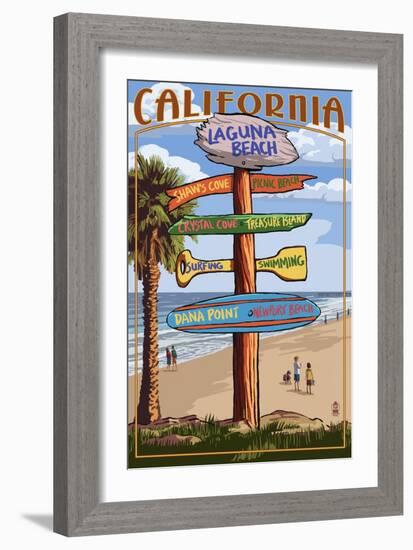 Laguna Beach, California - Destination Sign-Lantern Press-Framed Art Print