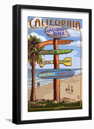 Laguna Beach, California - Destination Sign-Lantern Press-Framed Art Print