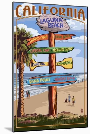 Laguna Beach, California - Destination Sign-Lantern Press-Mounted Art Print