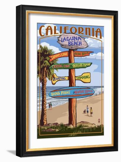 Laguna Beach, California - Destination Sign-Lantern Press-Framed Art Print