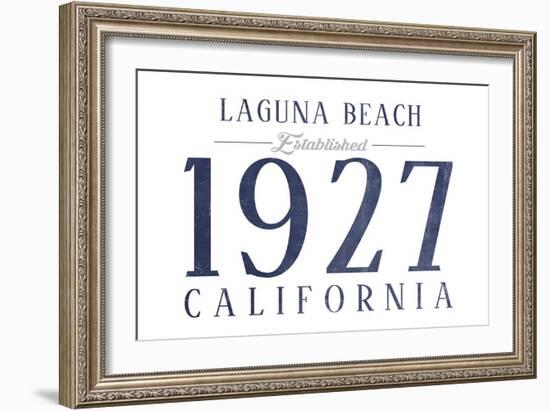 Laguna Beach, California - Established Date (Blue)-Lantern Press-Framed Art Print