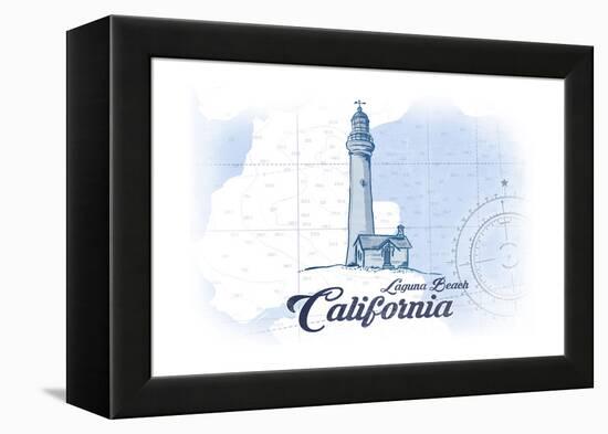 Laguna Beach, California - Lighthouse - Blue - Coastal Icon-Lantern Press-Framed Stretched Canvas