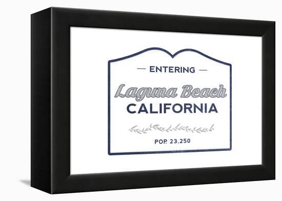 Laguna Beach, California - Now Entering (Blue)-Lantern Press-Framed Stretched Canvas