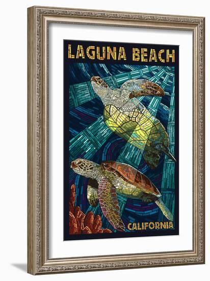 Laguna Beach, California - Sea Turtles - Mosaic-Lantern Press-Framed Art Print