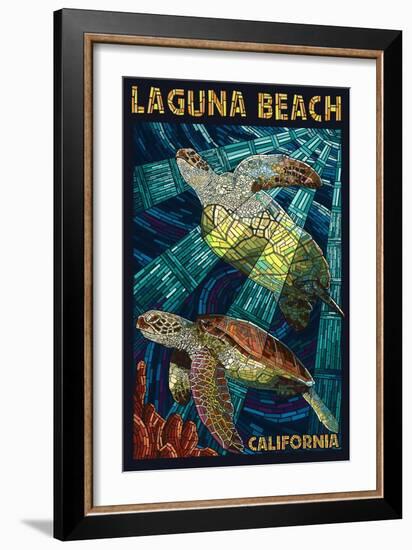 Laguna Beach, California - Sea Turtles - Mosaic-Lantern Press-Framed Art Print