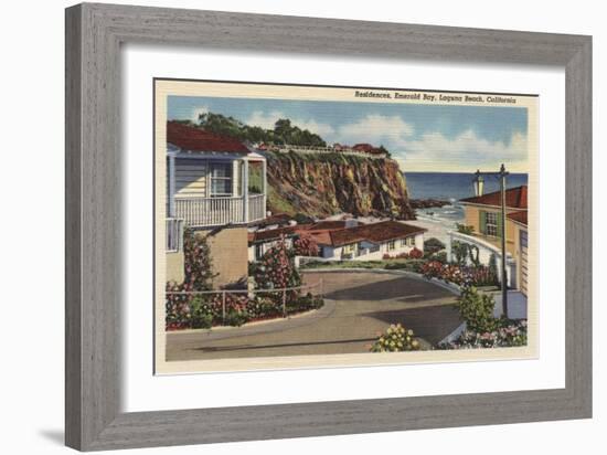 Laguna Beach, California - View of Emerald Bay & Residences-Lantern Press-Framed Art Print