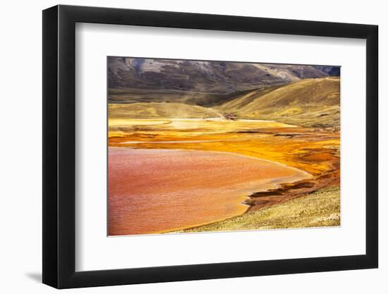 Laguna Miluni a reservoir fed by glacial melt water from the Andean peak of Huayna Potosi, Bolivia-Ashley Cooper-Framed Photographic Print