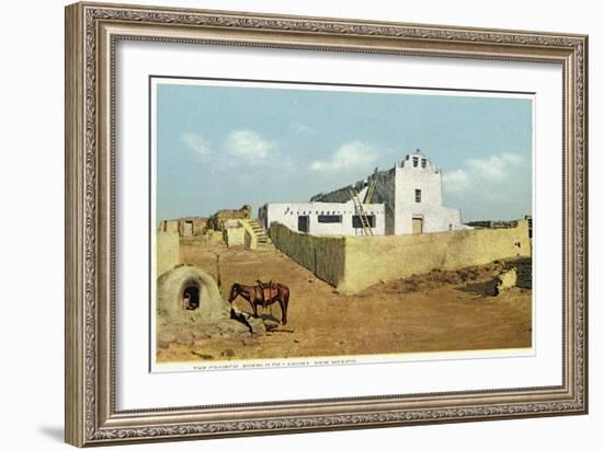 Laguna Pueblo, New Mexico - View of the Church-Lantern Press-Framed Art Print