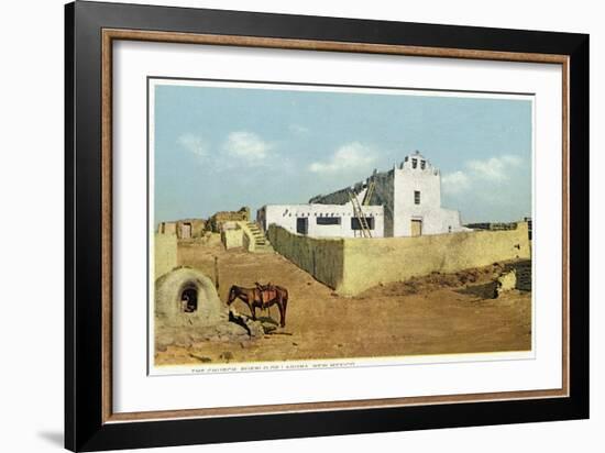 Laguna Pueblo, New Mexico - View of the Church-Lantern Press-Framed Art Print