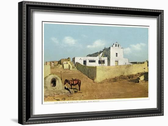 Laguna Pueblo, New Mexico - View of the Church-Lantern Press-Framed Art Print