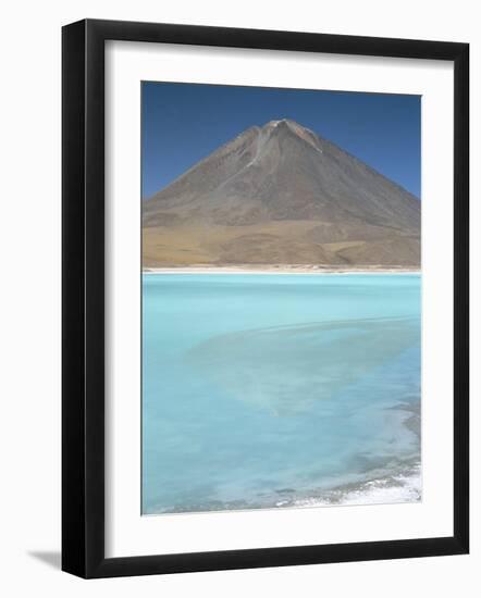 Laguna Verde with Mineral Flat Margin and Volcan Licancabur, 5960M, Southwest Highlands, Bolivia-Tony Waltham-Framed Photographic Print