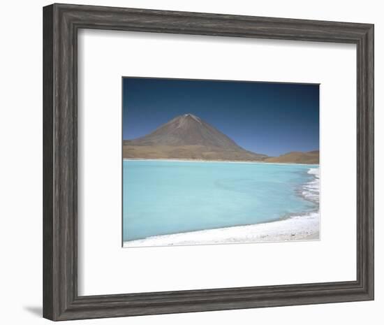 Laguna Verde with Mineral Flat Margin and Volcan Licancabur, 5960M, Southwest Highlands, Bolivia-Tony Waltham-Framed Photographic Print